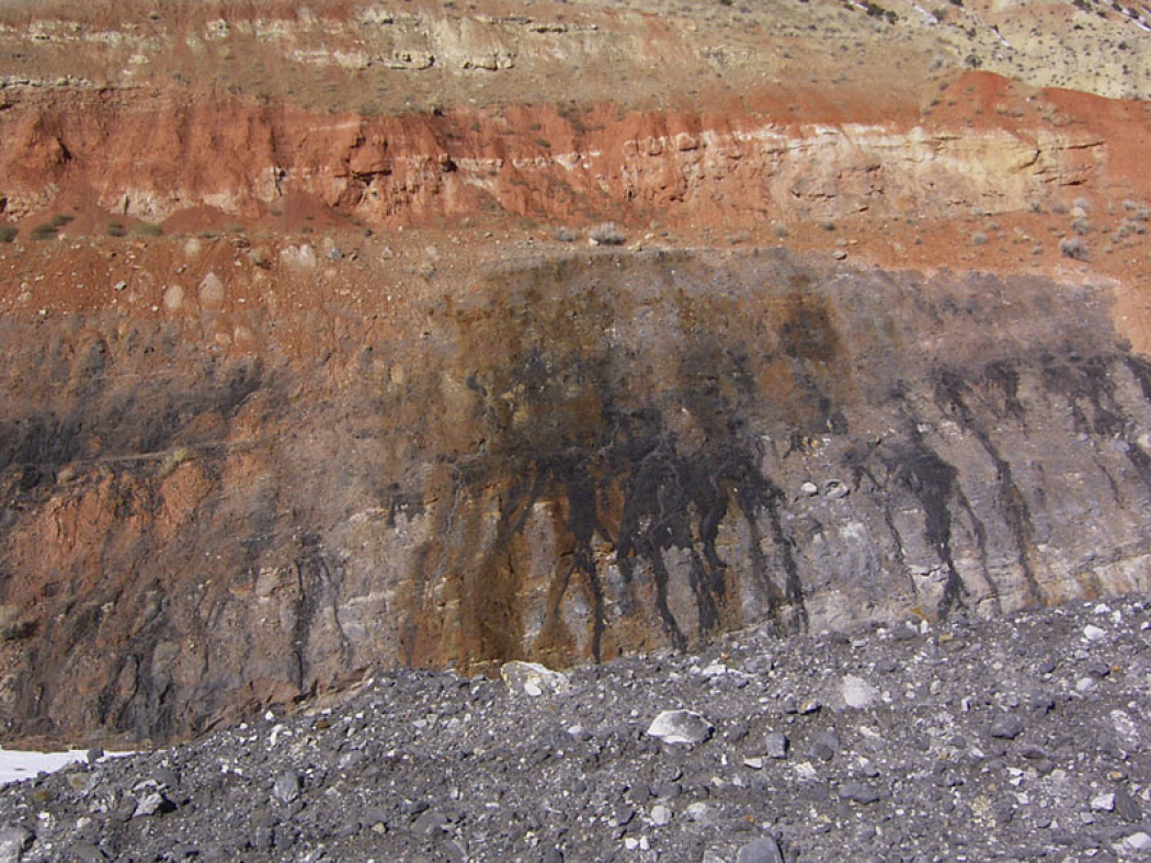 A tar sands seep at a Utah tar sands mine.