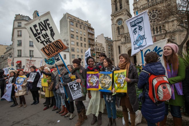 activists with signs