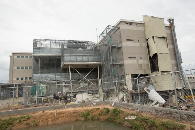 The aftermath of the gas explosion that demolished parts of the jail.