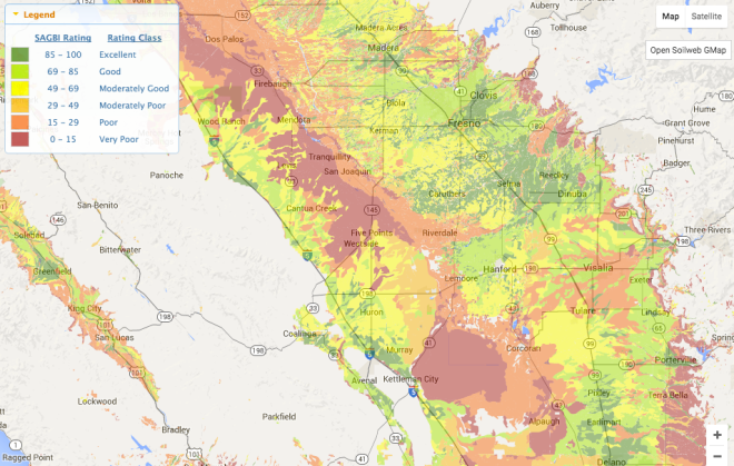 zooming in on the suitable farmland with the interactive maps