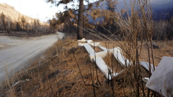 The fire burned so hot in some areas it melted metal fences into Laffy Taffy droops.