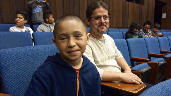 José with his teacher Oscar Ramos on a tour of UC Berkeley.