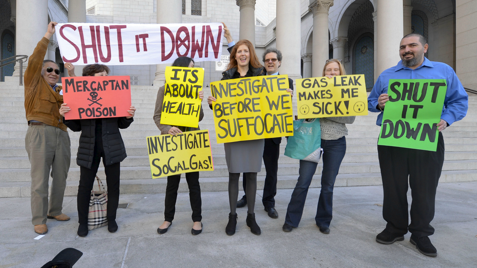 protesters with signs