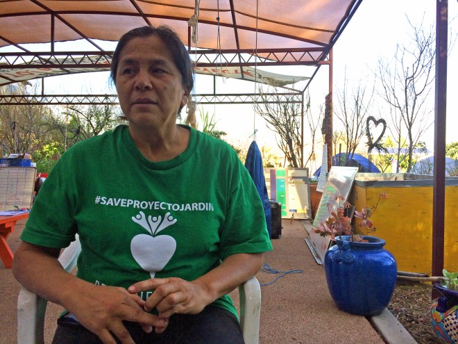 Irene Peña in Proyecto Jardín's exercise area 