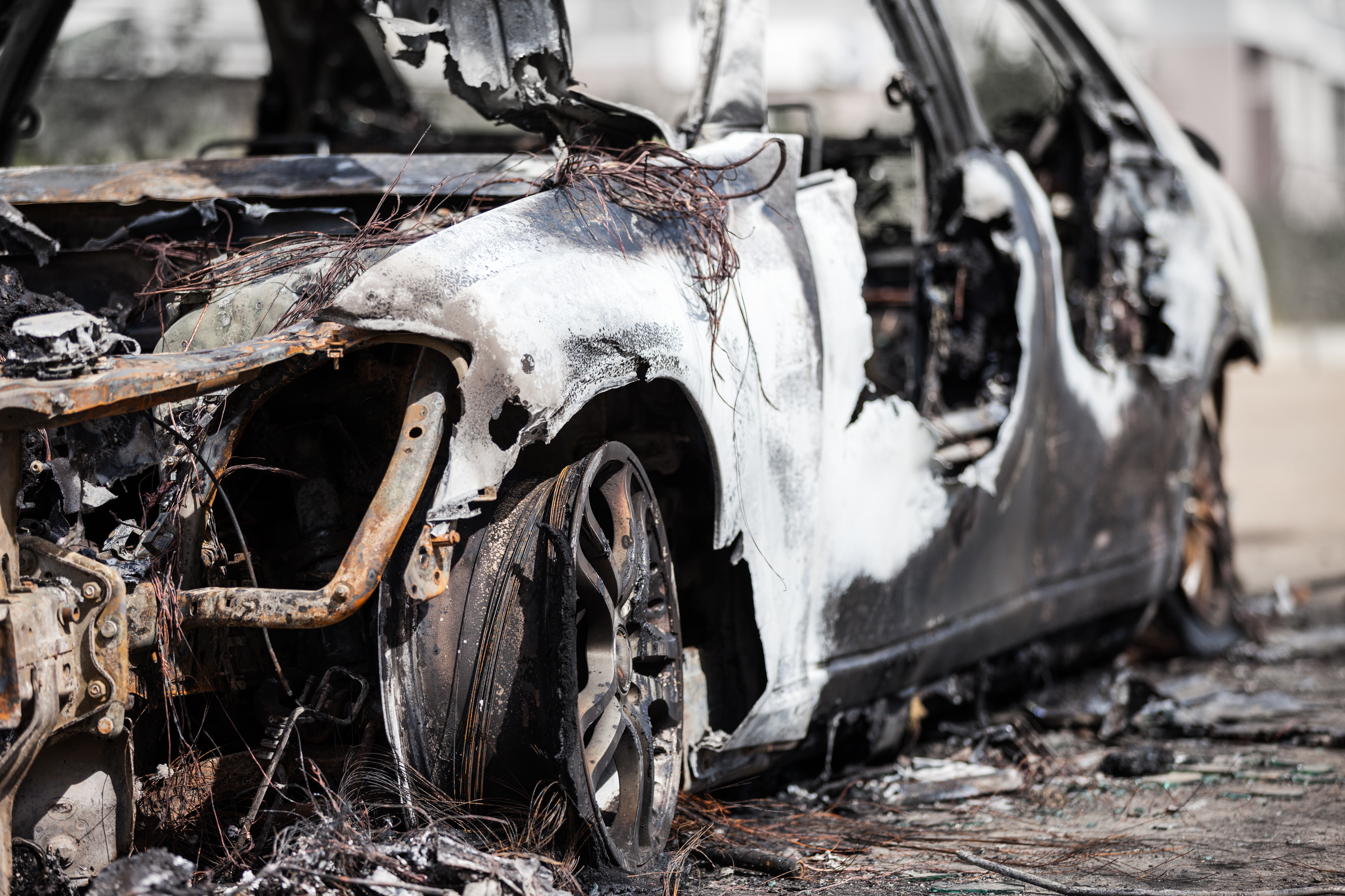 burned car