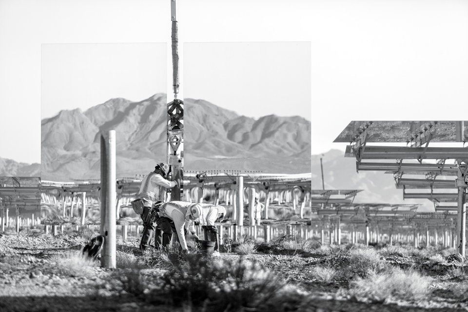 Ivanpah Solar under construction, near the Mojave Desert and the border of Nevada.