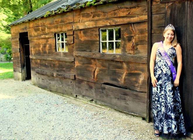 Winners of the Oil Queen pageant in Titusville, Penn., participate in a photo shoot at the Drake Well Museum, site of one of the world's first commercial oil wells.