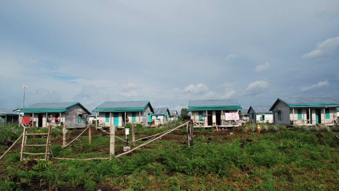 Palm oil plantation housing for workers, Indonesia