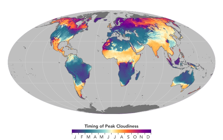 Timing of peak cloudiness.