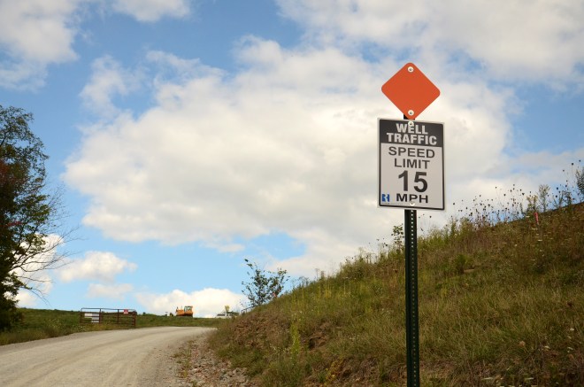 Truck traffic is sometimes dense in one of Washington County, Pa.’s, most heavily drilled townships, Amwell.