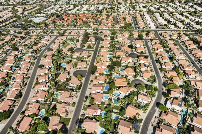 Scottsdale Phoenix Arizona suburban housing development neighborhood - aerial view