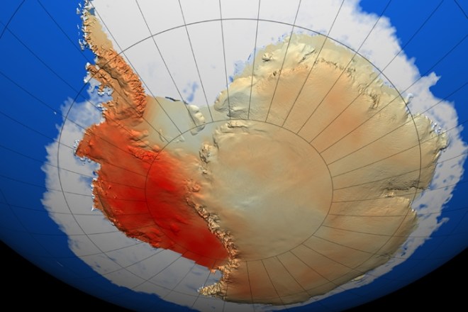 Temperature change across Antarctica from 1957-2006.