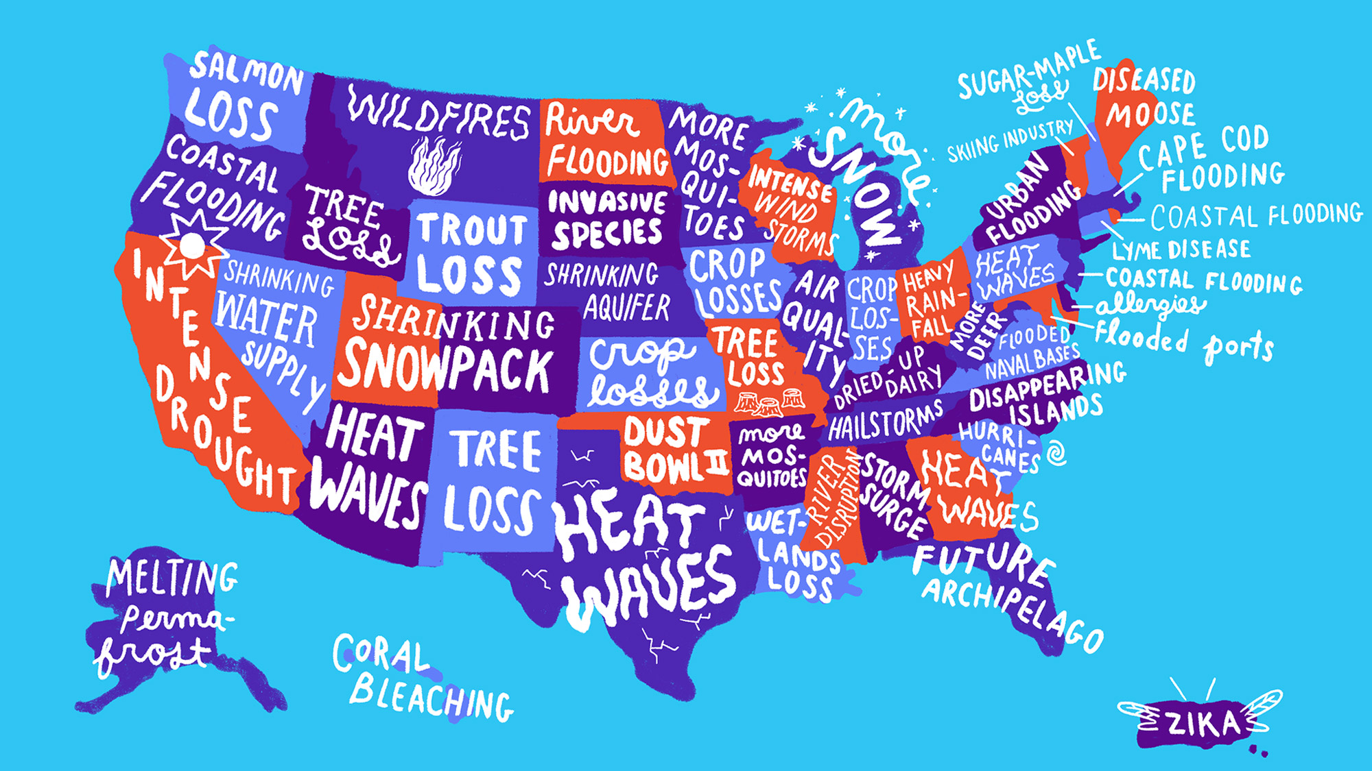 USA climate concerns by state