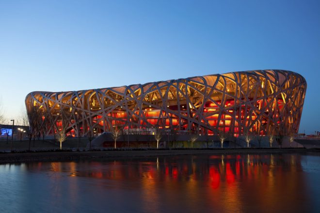 Beijing, China - March 6, 2011: Located on Beijing Olympic Green, the Beijing National Stadium or the Bird's Nest was home of the 2008 Beijing Olympics.