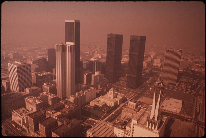 Smog in downtown Los Angeles in 1973.