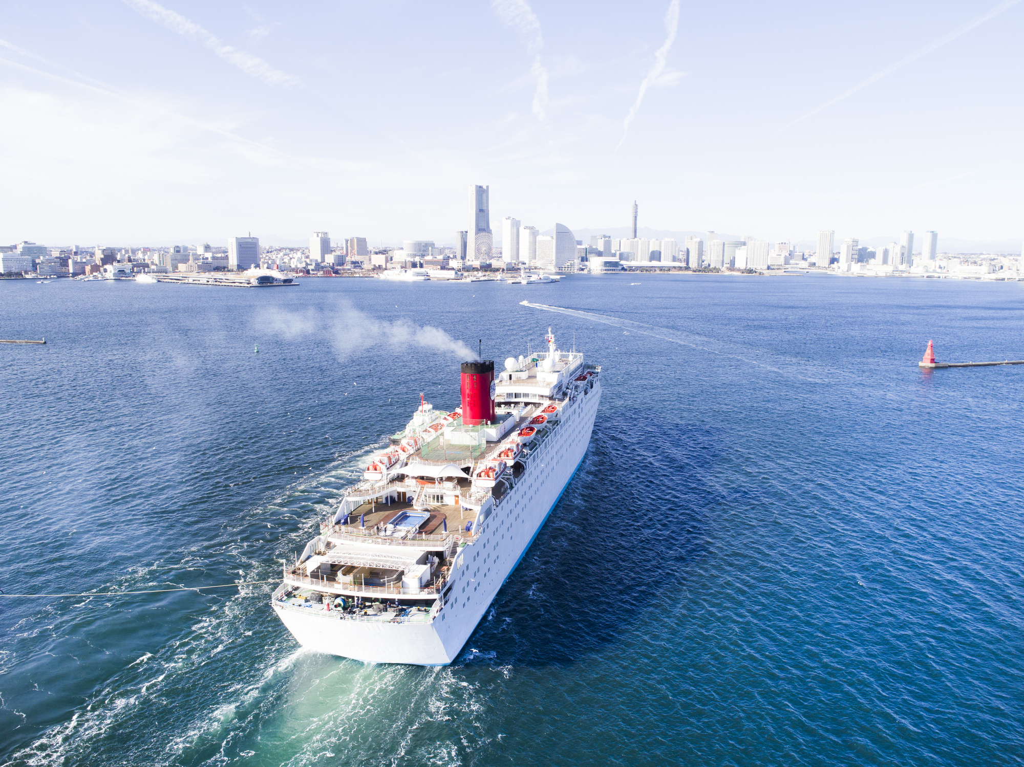 Aerial view of cruise boat