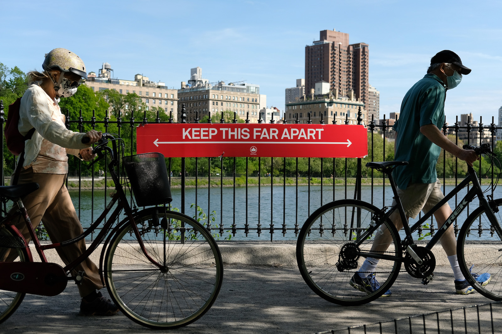 photo of bicyclists during covid-19 pandemic in new york city