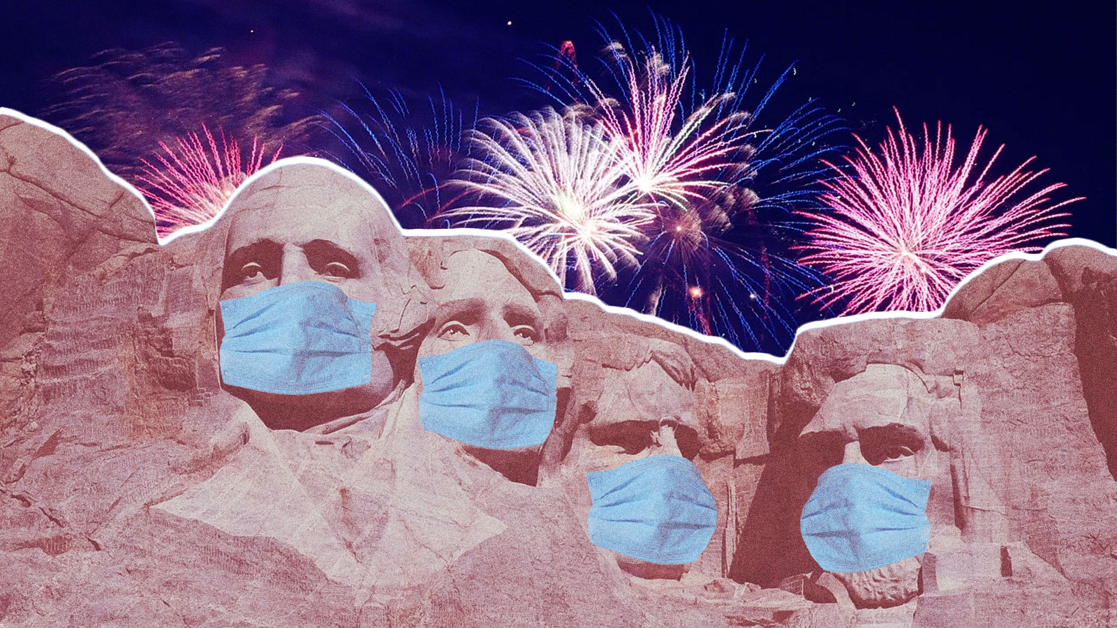 Fireworks behind Mount Rushmore