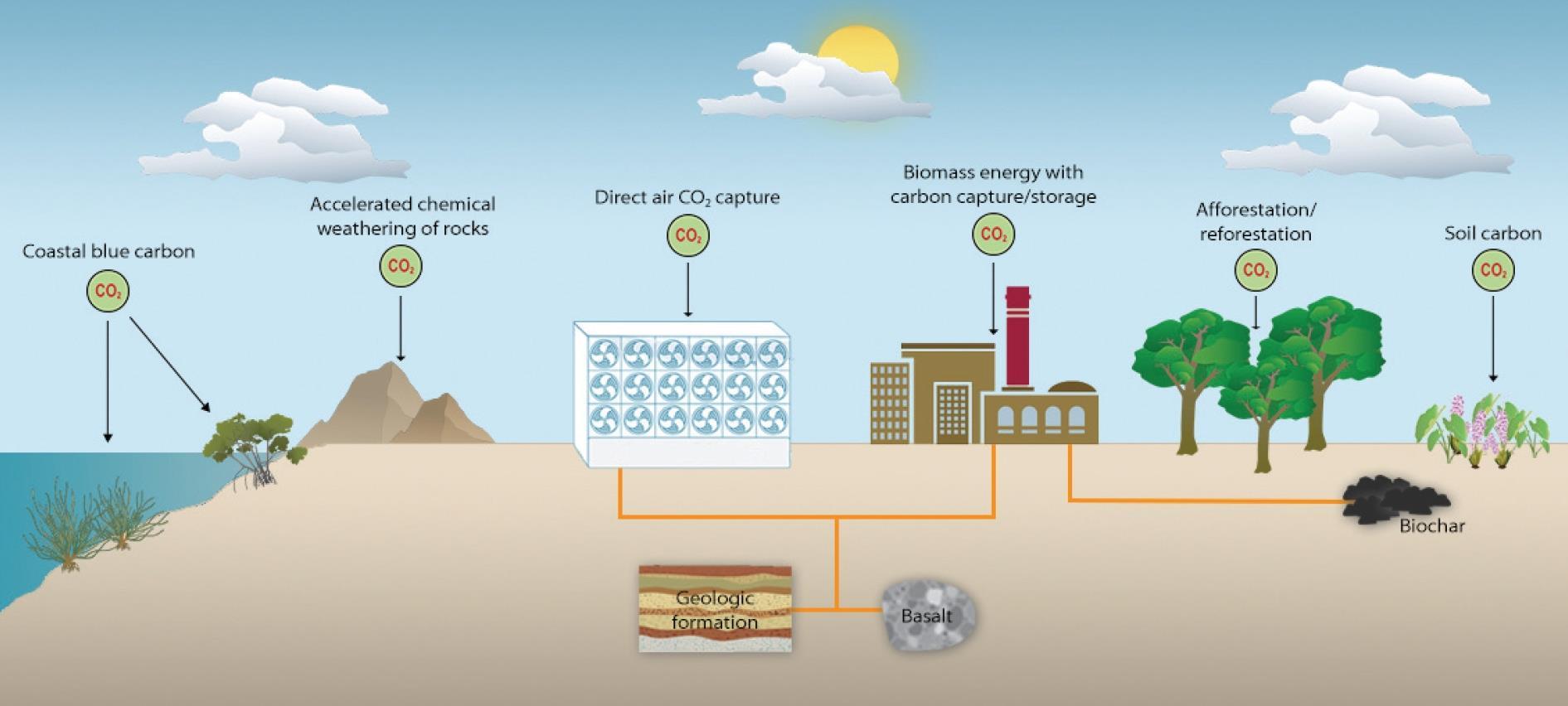 a diagram showing types of CO2 removal