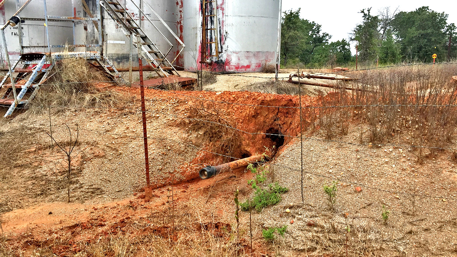 photo of oil battery storage tanks