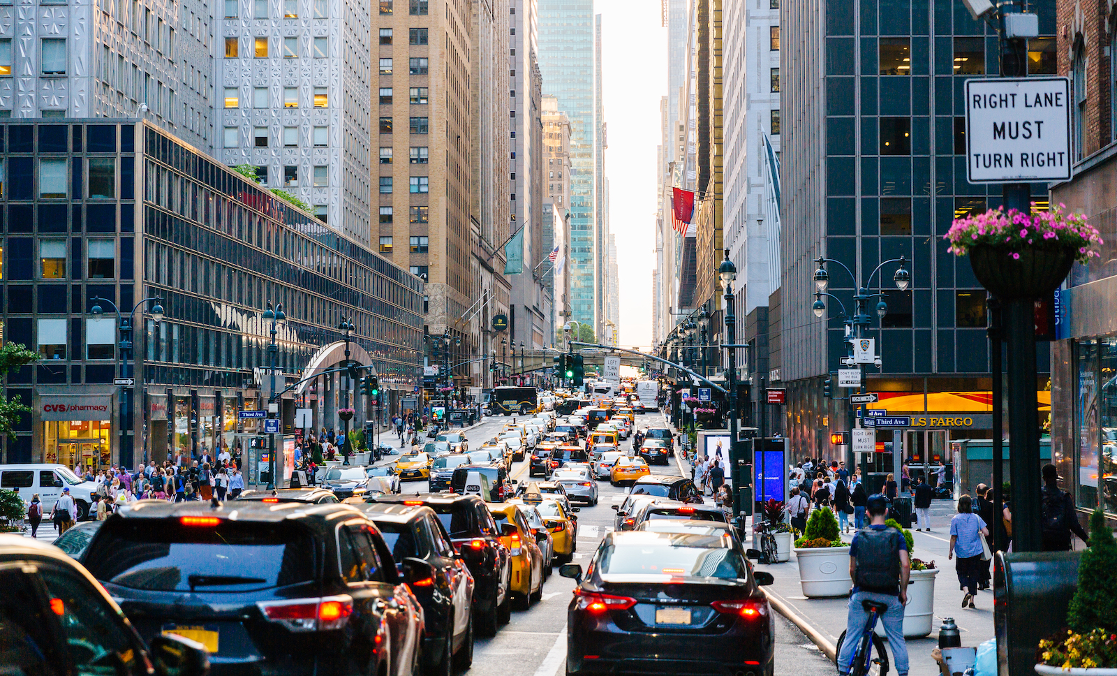 Traffic jam on 42nd street in Manhattan, New York City