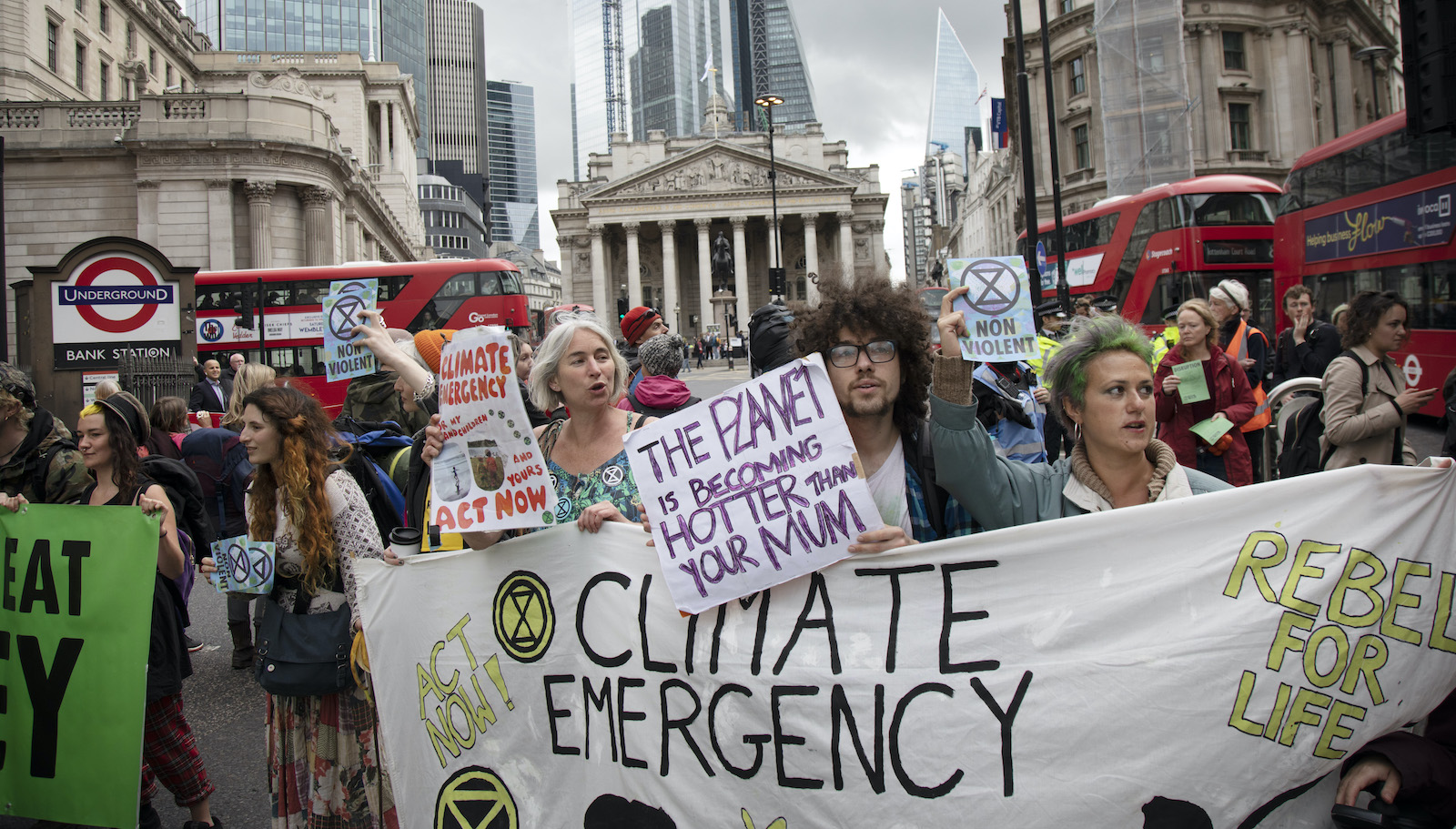 Climate change protestors pushing for a "climate emergency."