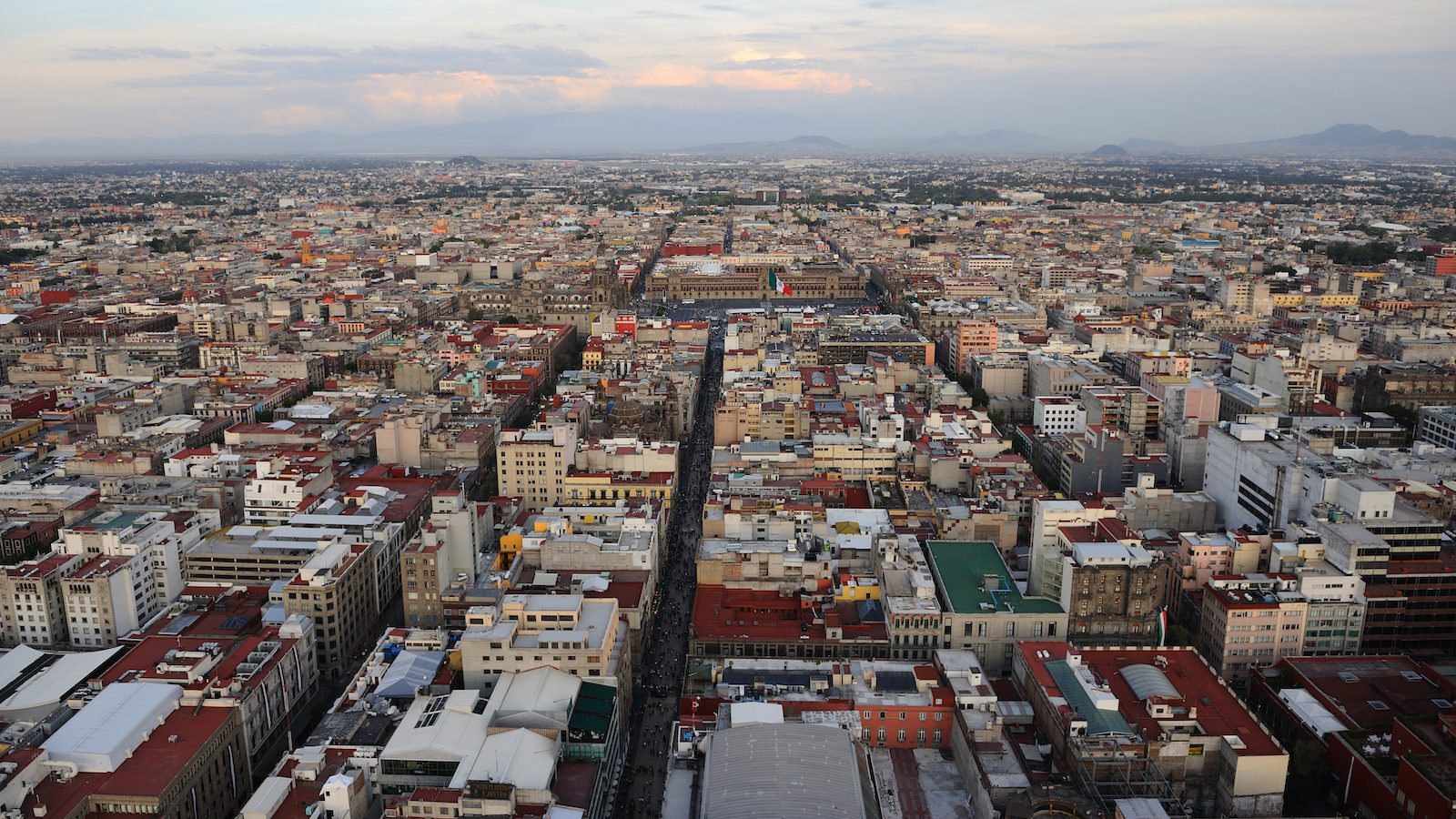 An aerial view of Mexico City, Mexico in 2016.