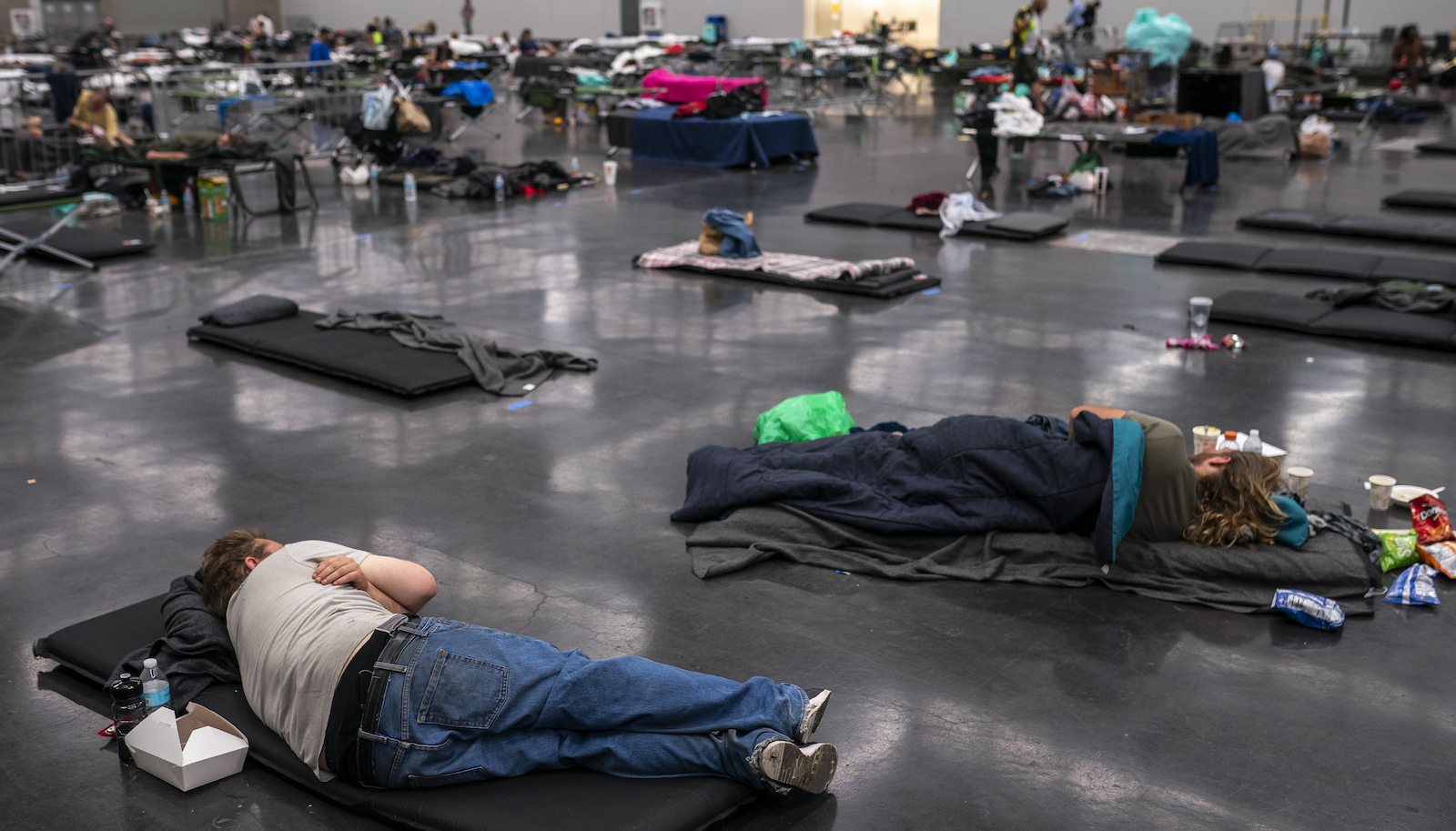 Portland residents in a cooling center