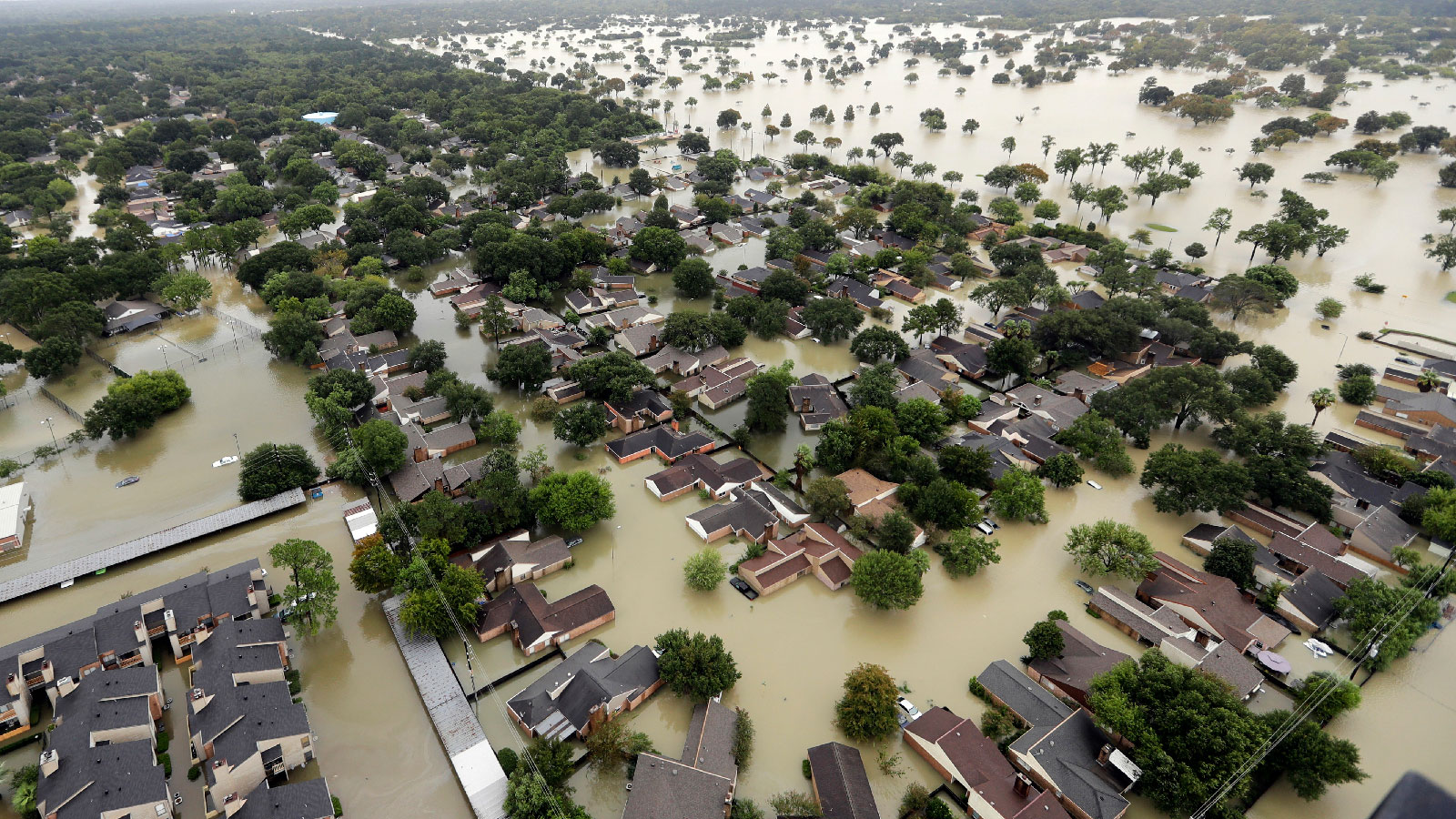 Aerial view of flooding caused by Hurricane Harvey in Texas