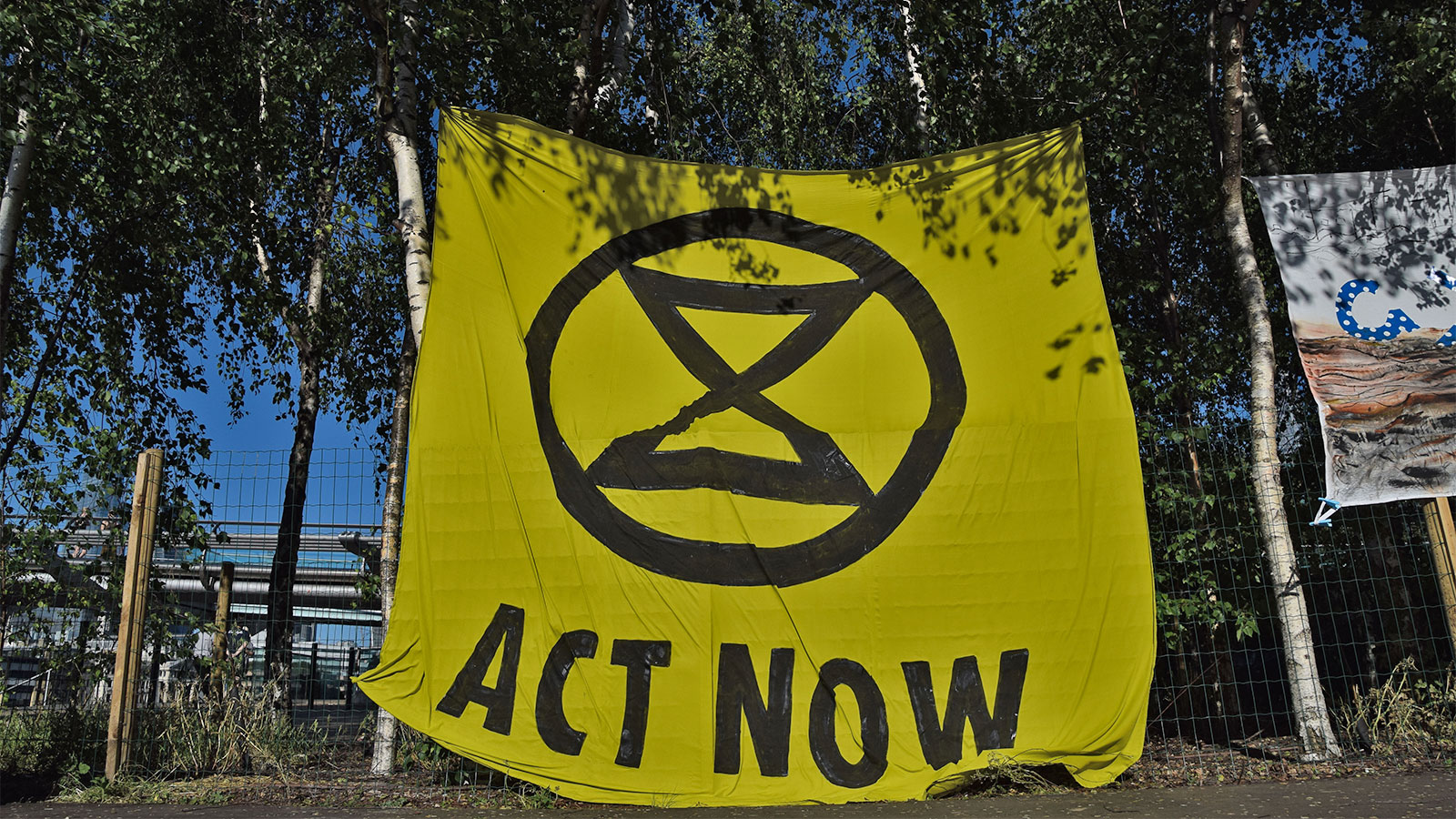 An Extinction Rebellion banner that reads 