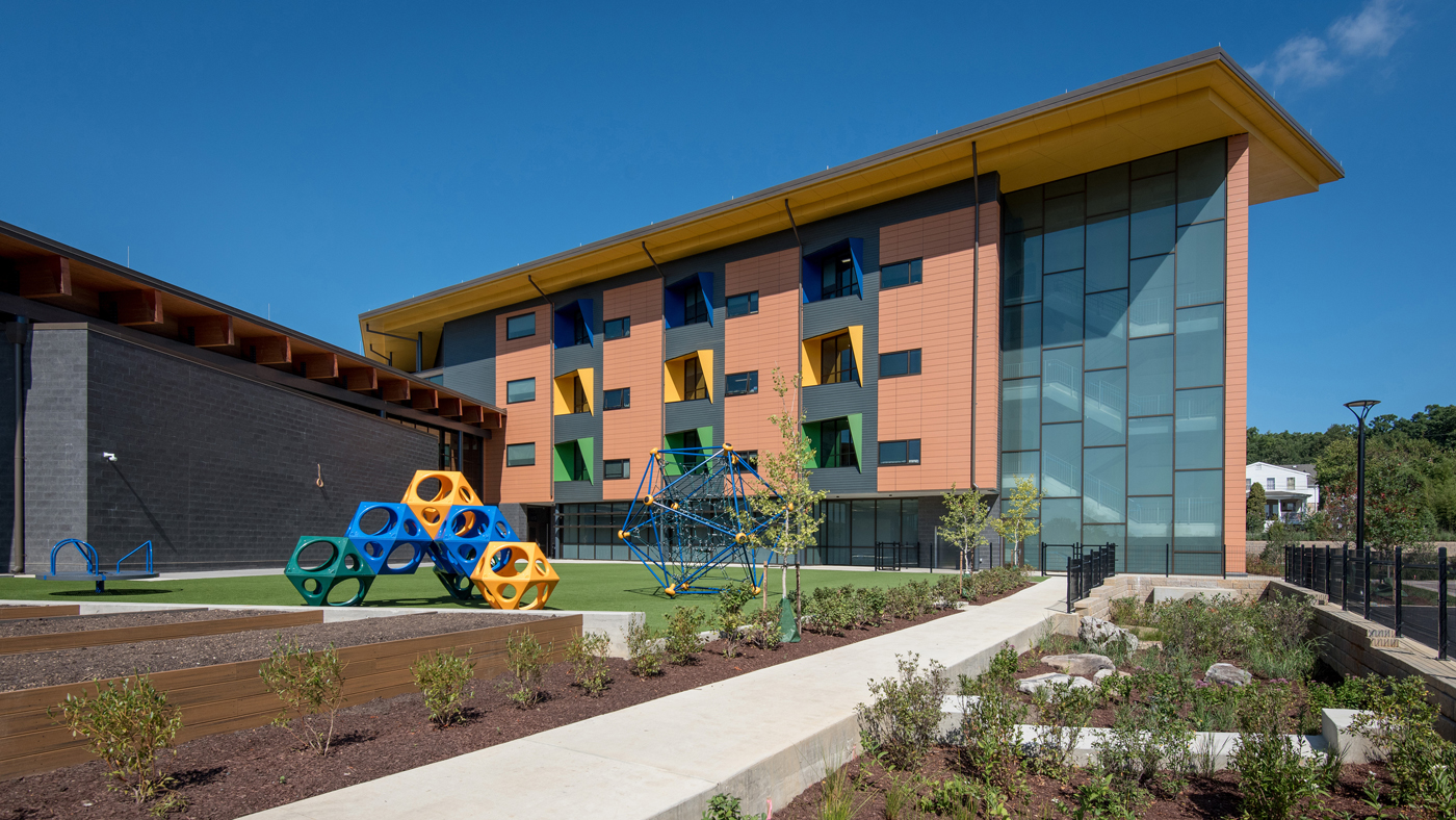 The exterior of Alice West Fleet Elementary School in Arlington, Virginia