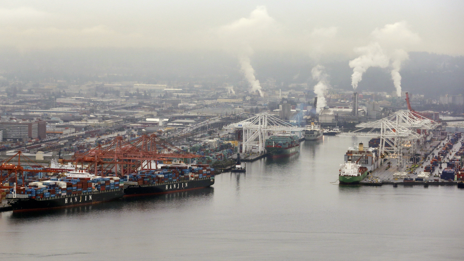 The Port of Seattle along the Duwamish River in Seattle.