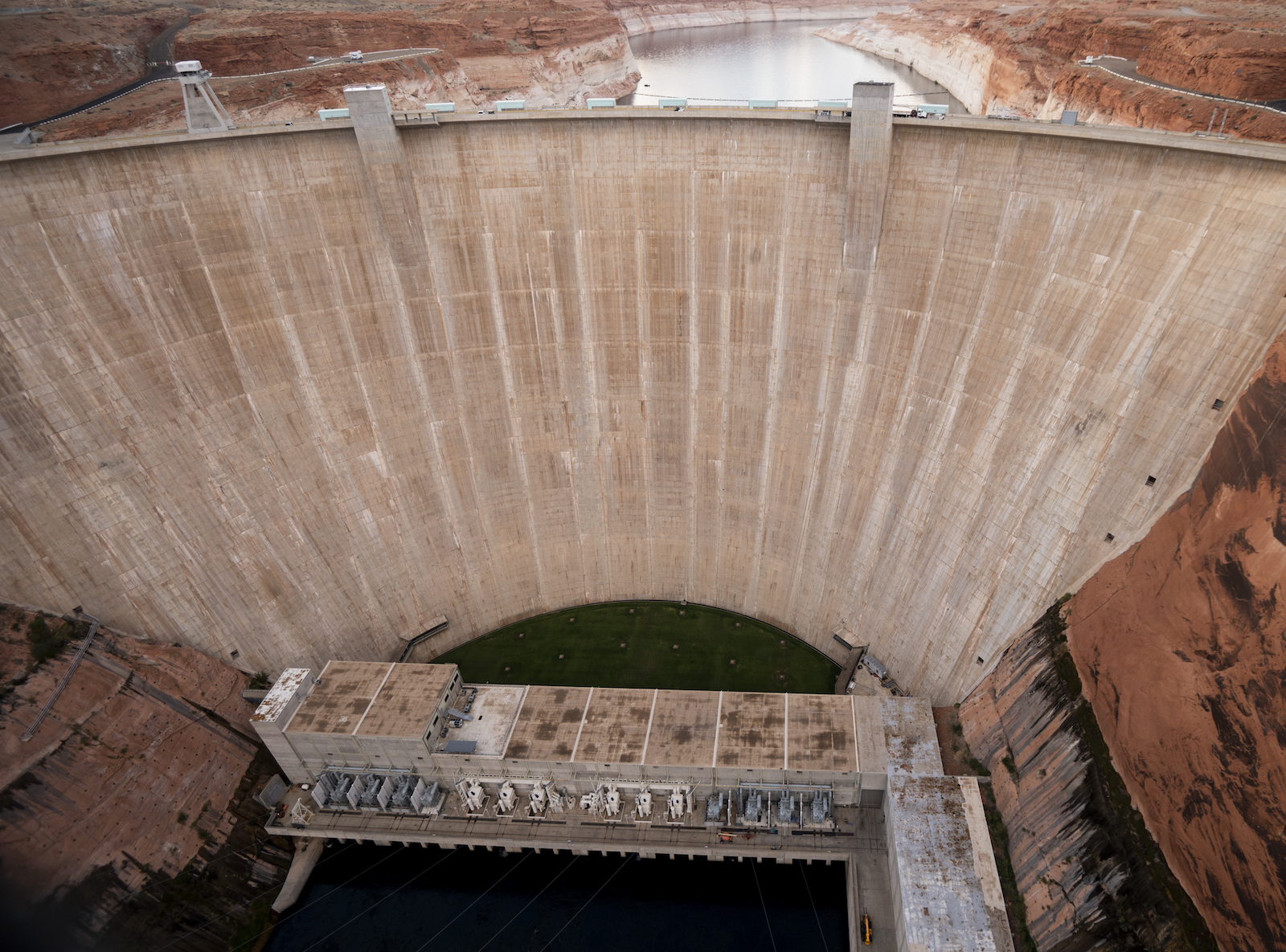 a large dam holding back a river