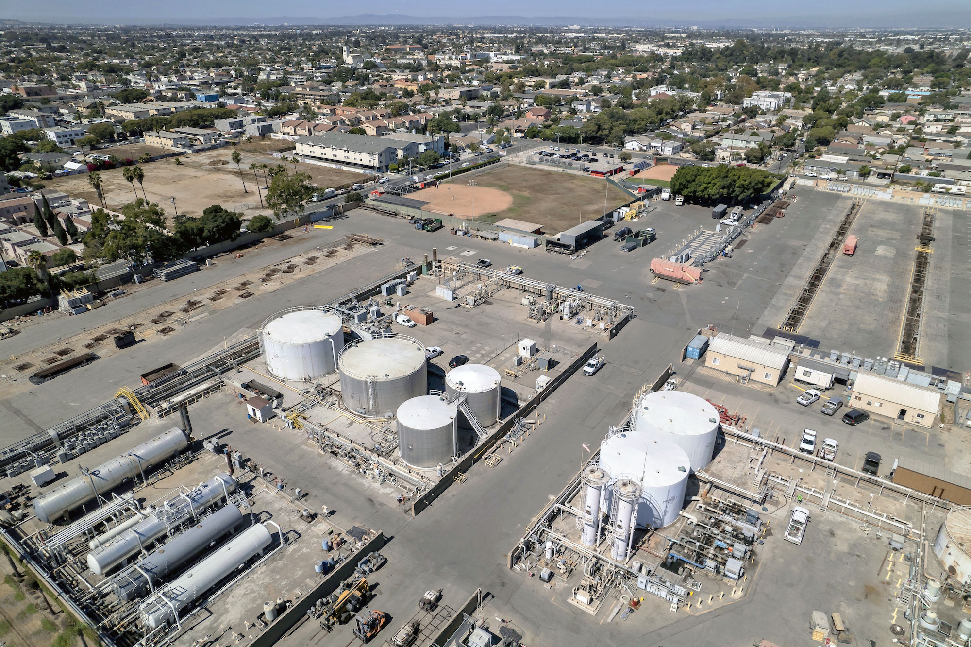 An aerial view of Wilmington, California.