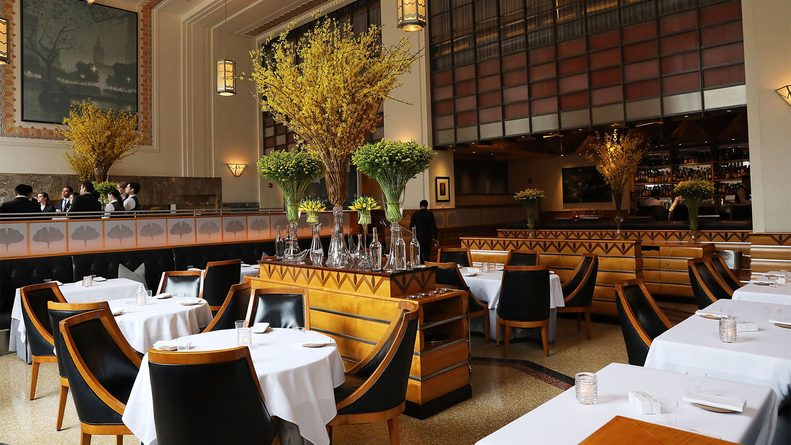 Interior of restaurant Eleven Madison Park in New York City