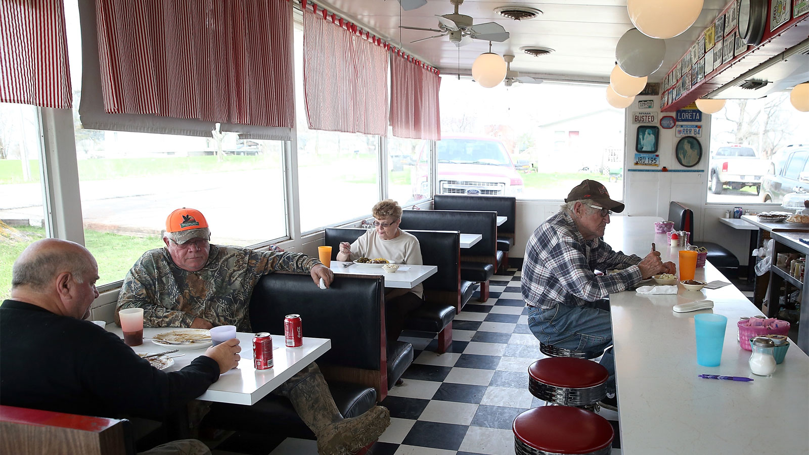 People eating at a diner