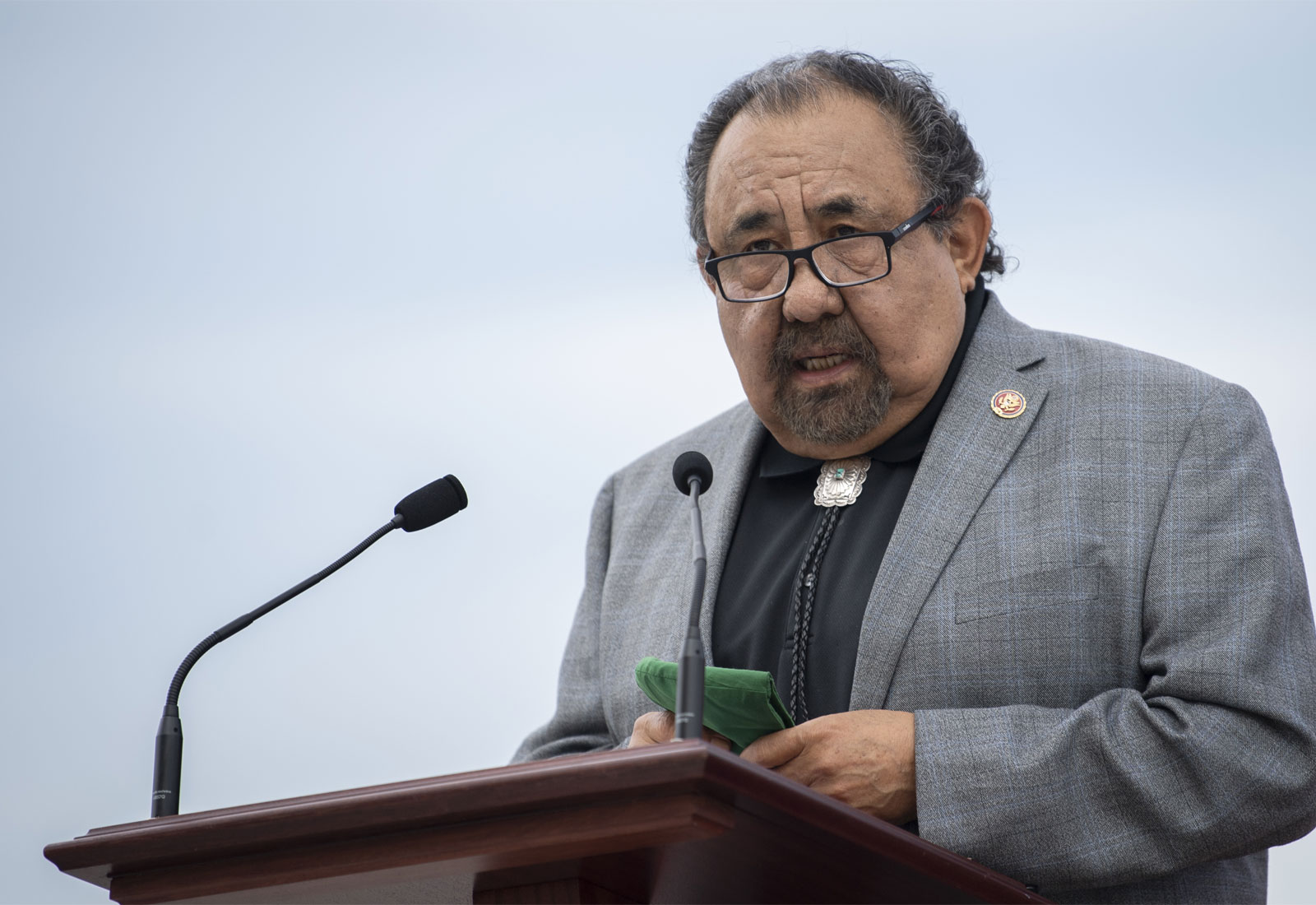 U.S. Representative Raúl Grijalva speaking at a podium