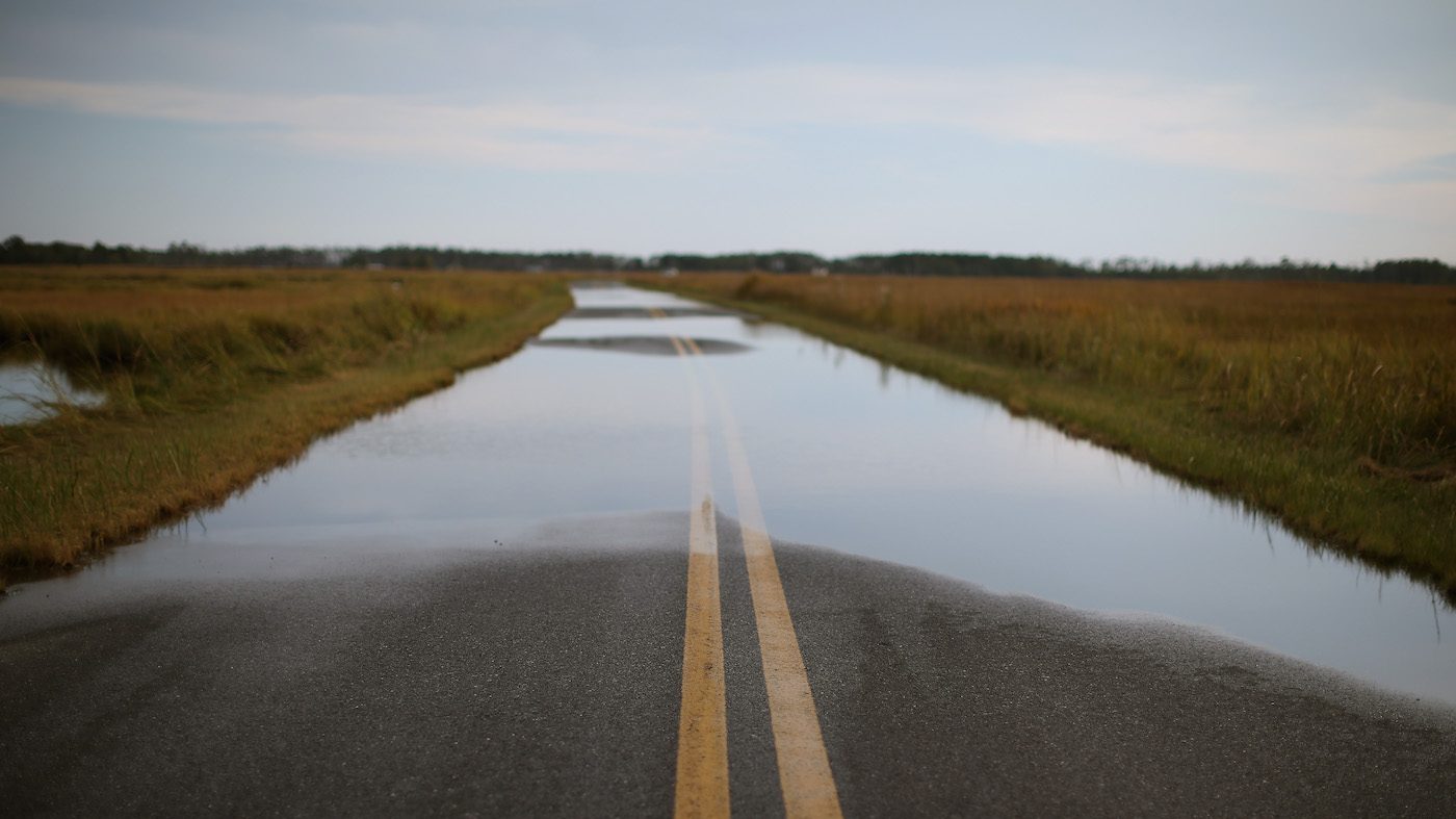 a road flooded due to sea level rise