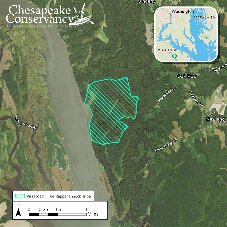 A map of the land restored to the Rappahannock Tribe