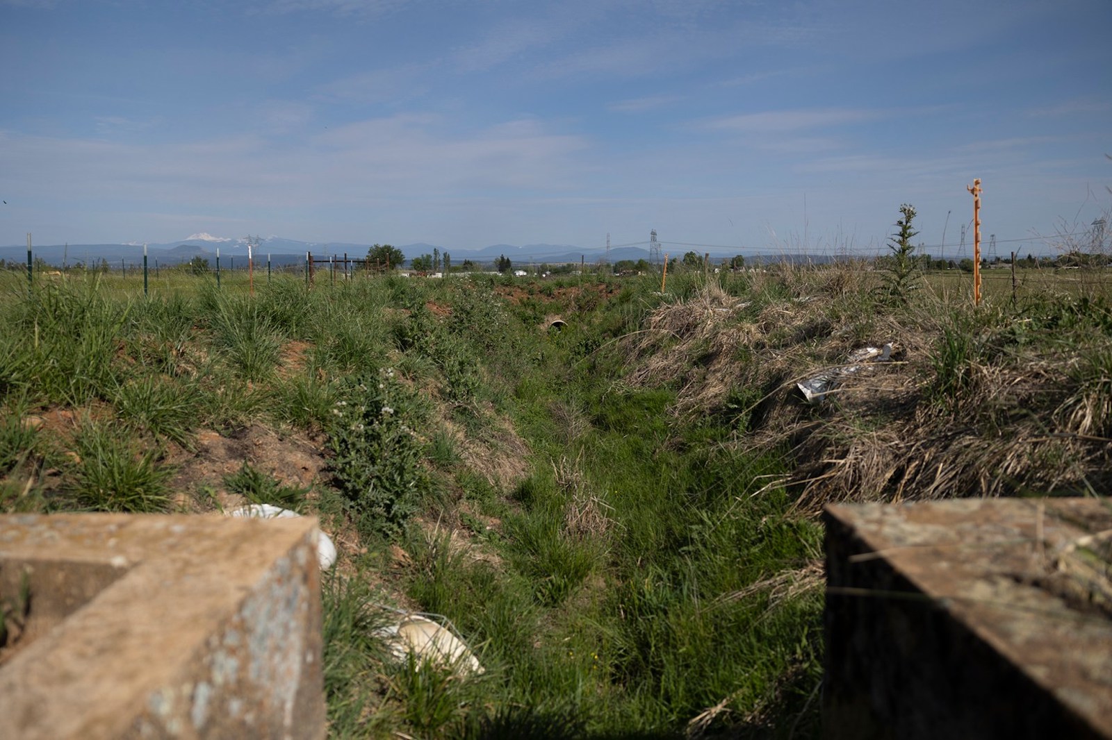 An irrigation canal on Davy’s pasture in Shasta County is bone-dry on April 27, 2022.