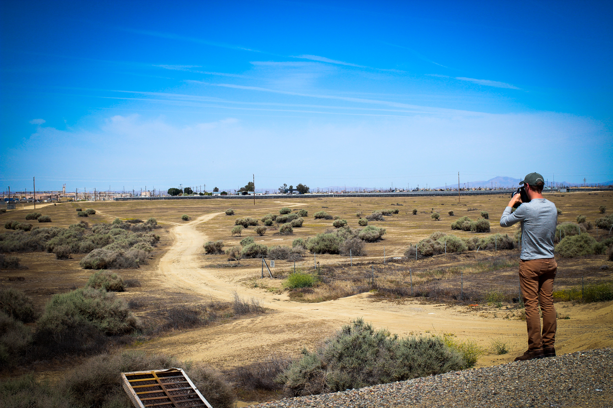 Andrew Klooster of Earthworks uses a forward looking infrared camera to observe hydrocarbon emissions from oil and gas equipment.