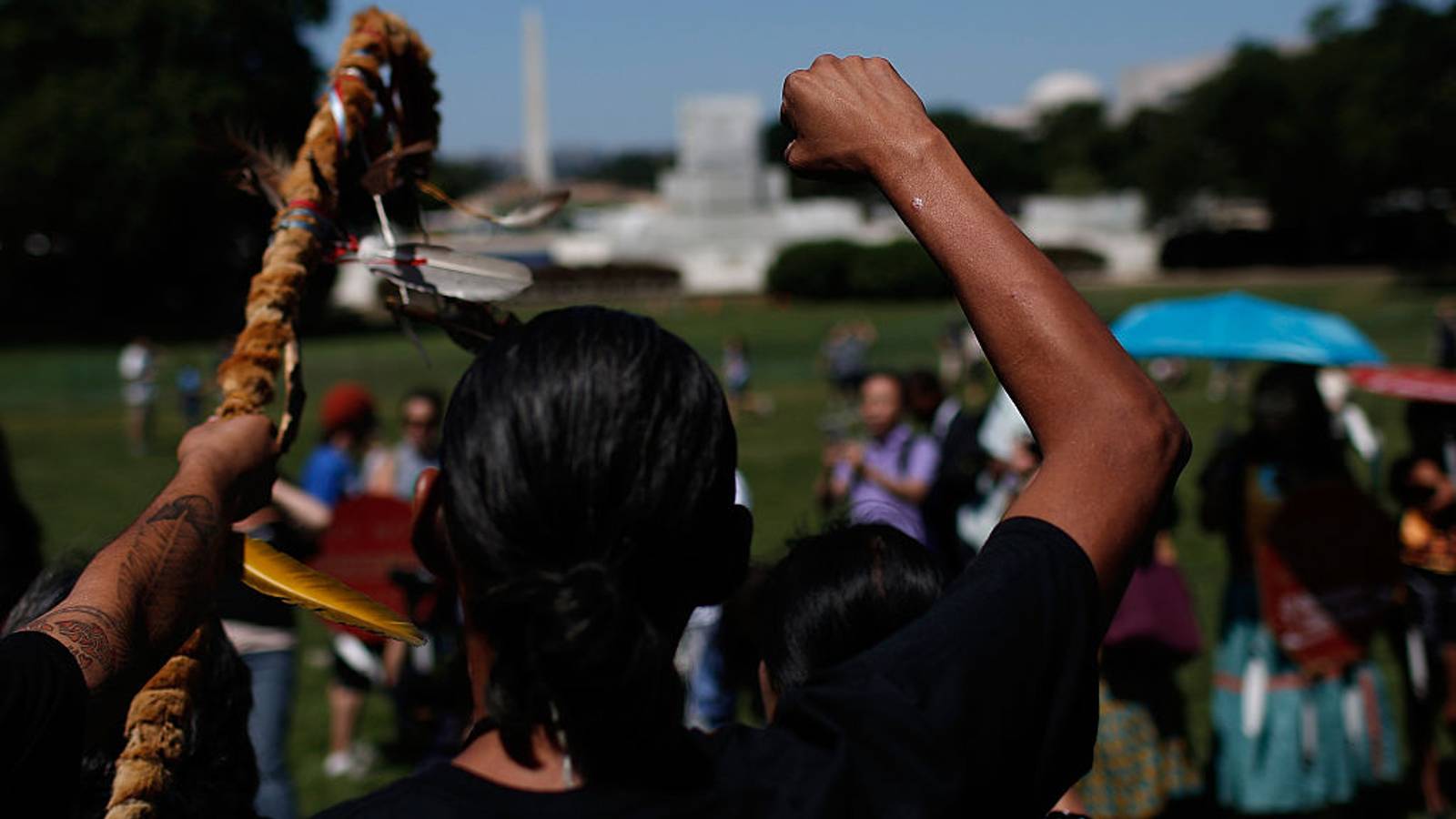 Apache activists protest copper mining project.