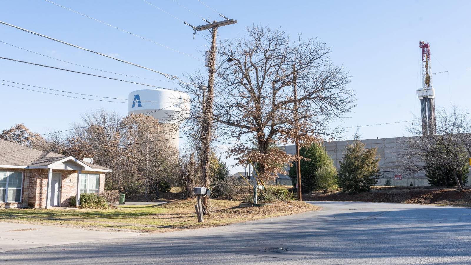 View of a gas drill from the street.