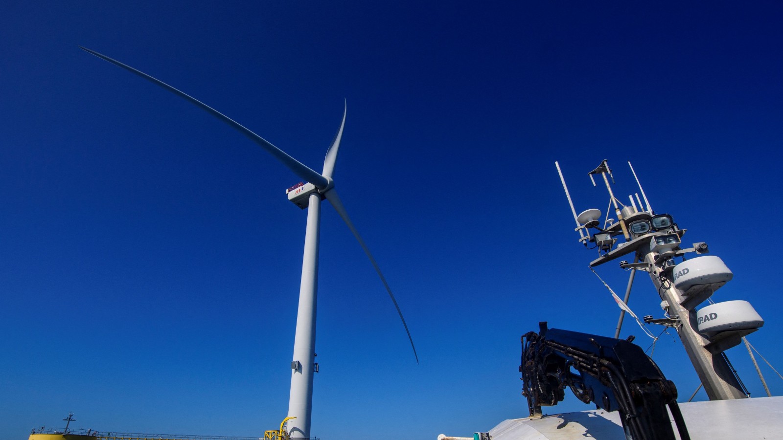 An image of an offshore wind turbine.