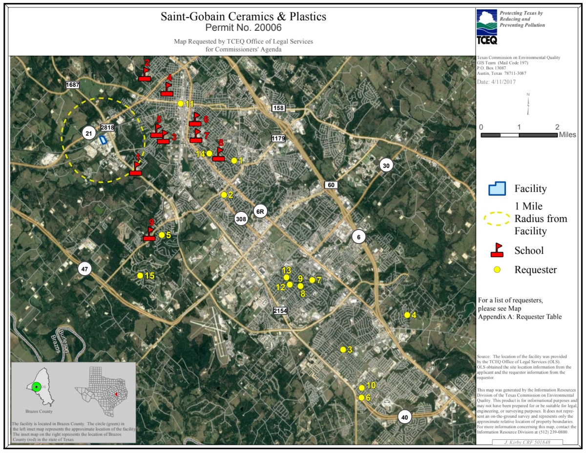 A map of the Saint Gobain plastics permit.