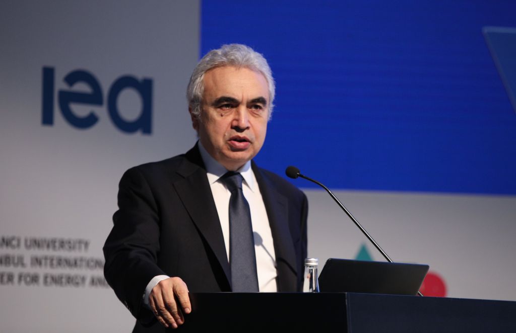 Fatih Birol, IEA executive director, speaks at a podium.