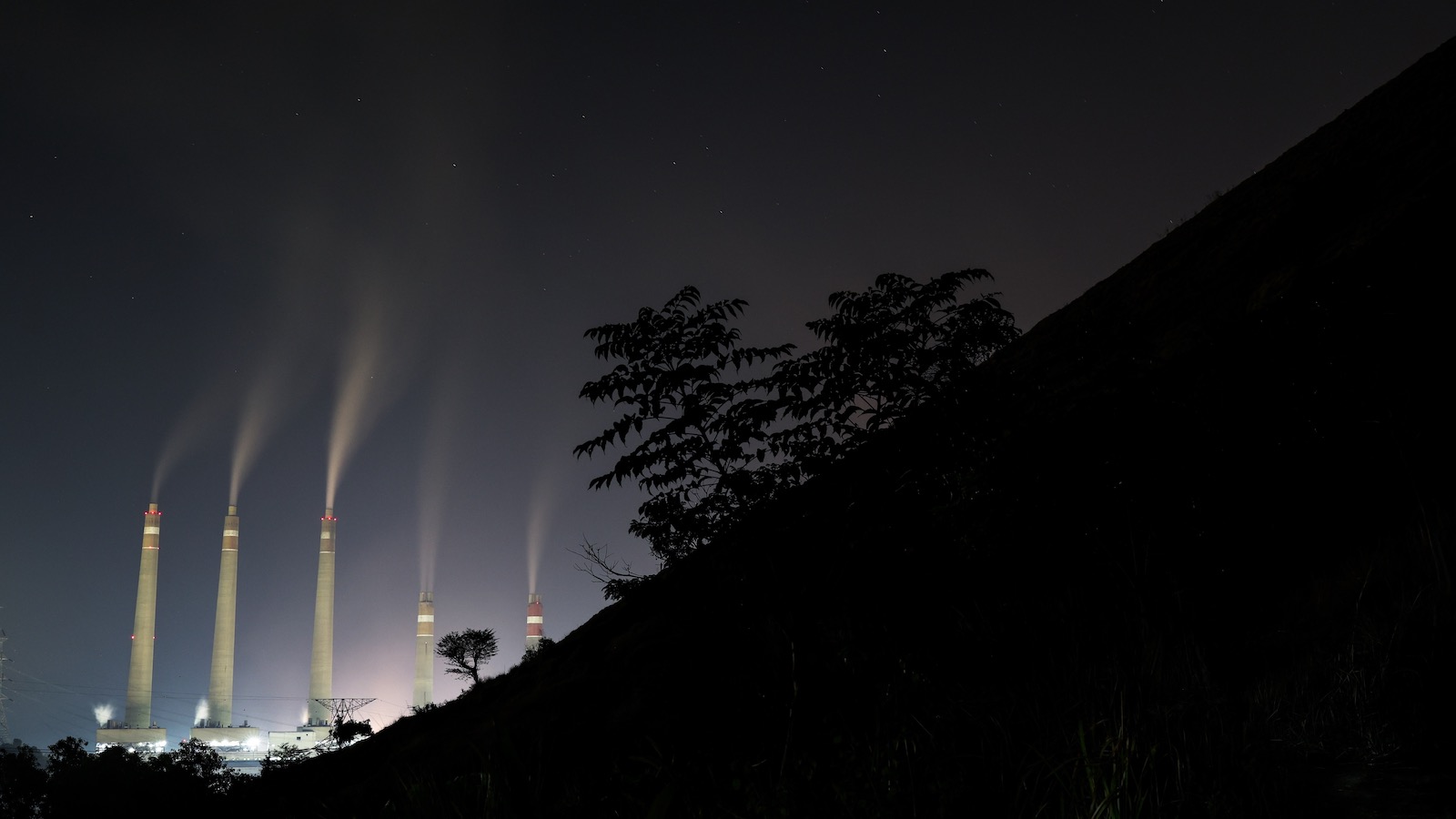 The Suralaya coal power plant seen from Suralaya village in Banten province Indonesia.