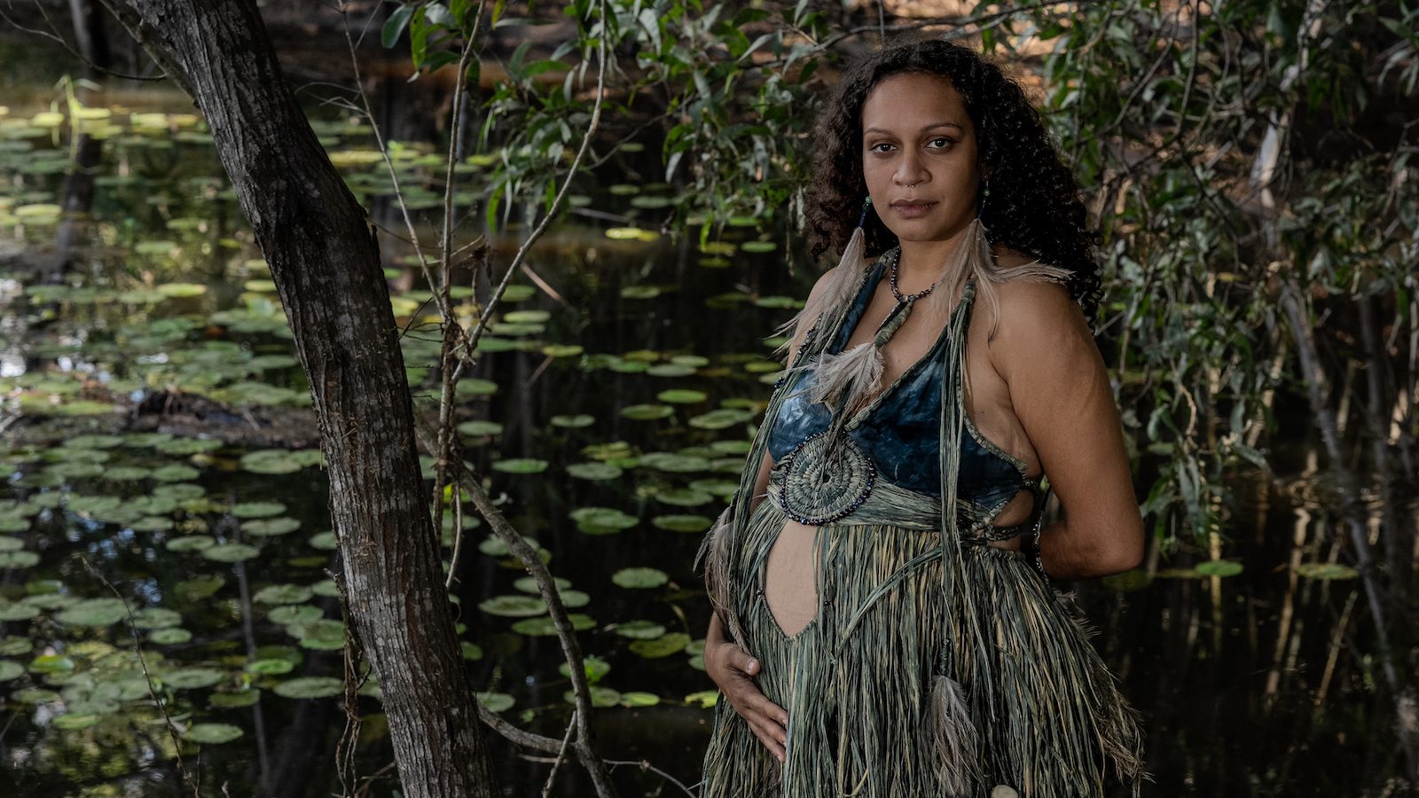 Murrawah Maroochy Johnson poses for a portrait in Australia after receiving the Goldman Environmental Prize.