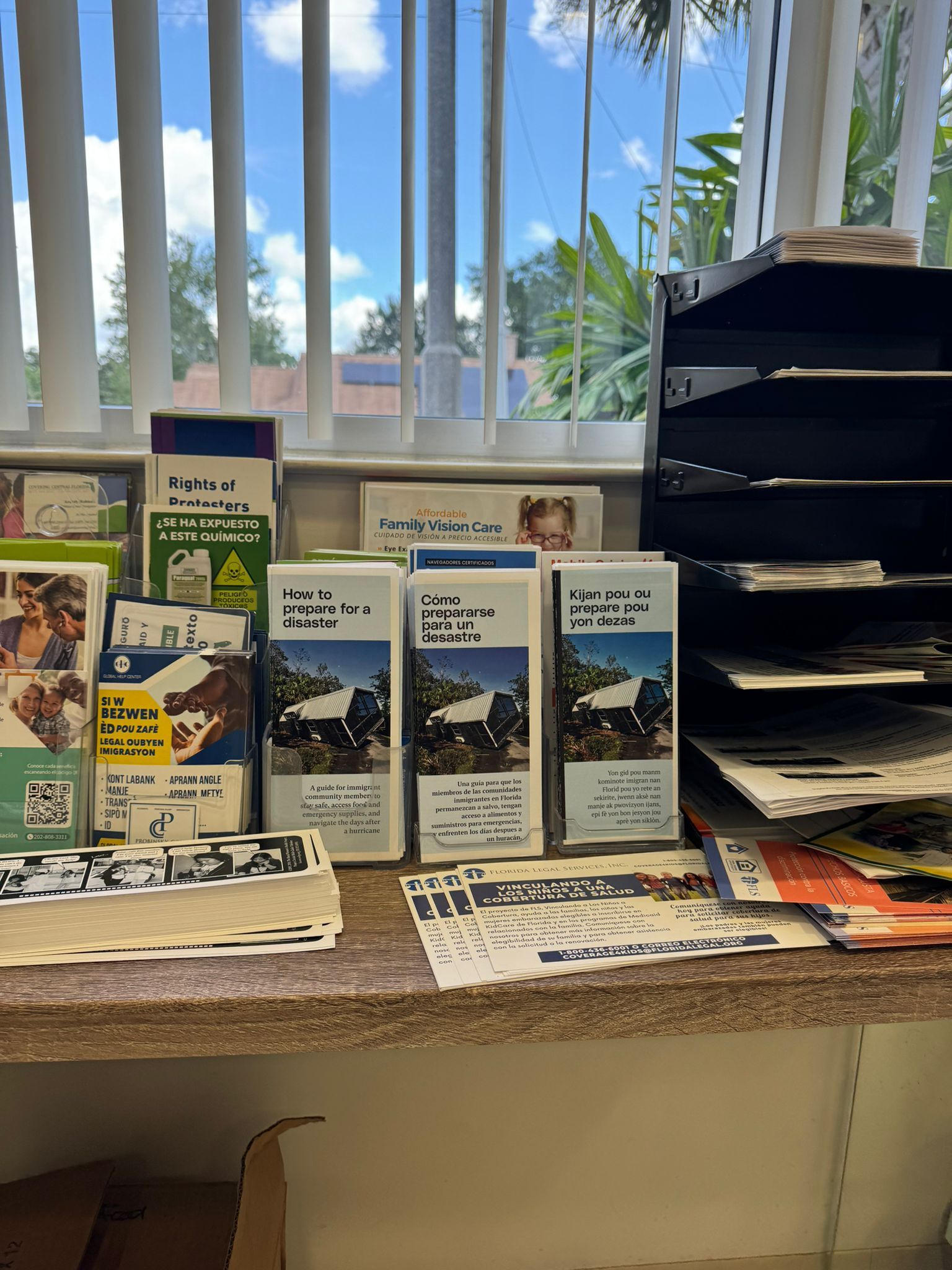 An image of brochures lined up at an office