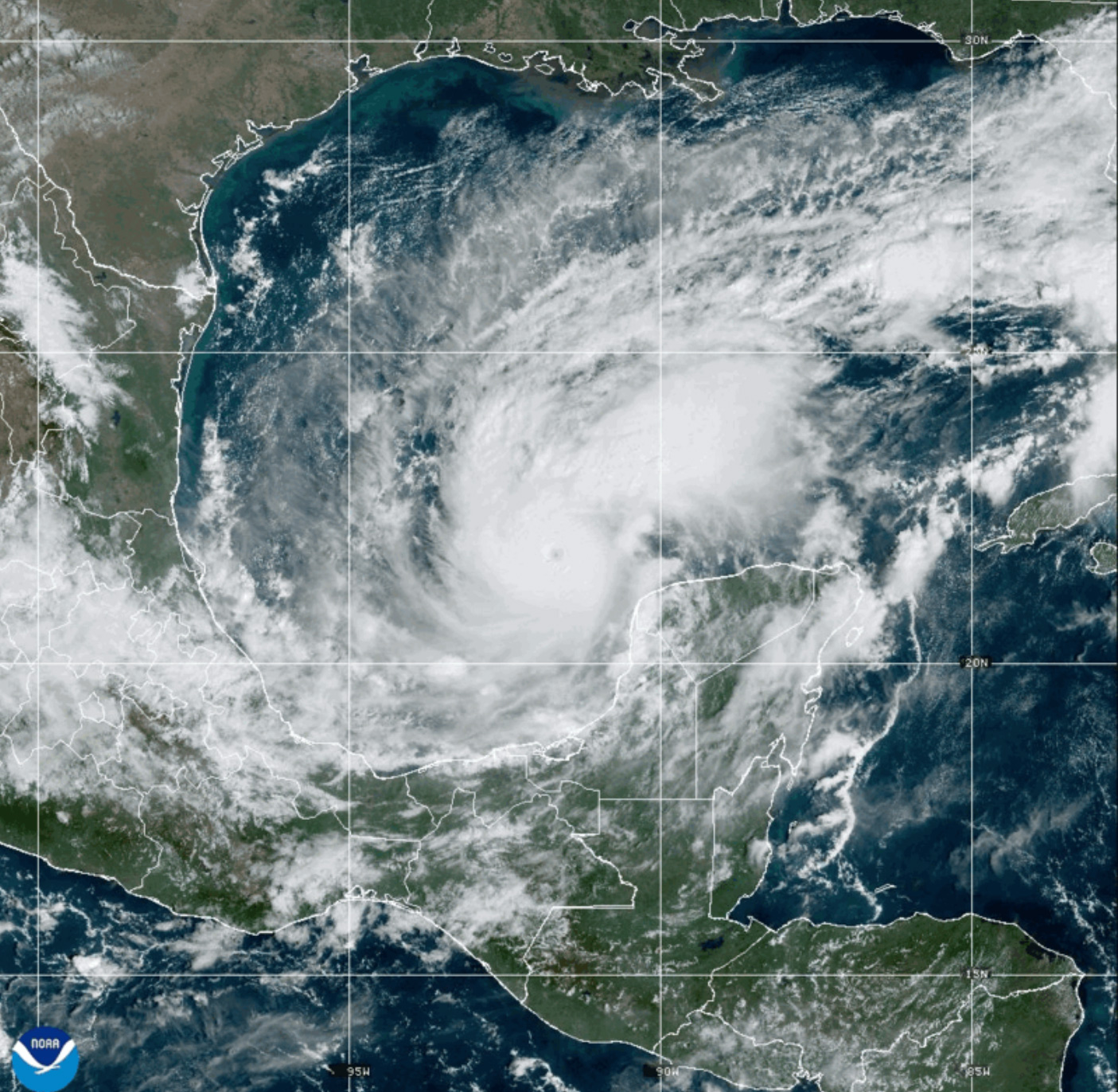 A NOAA image of Hurricane Milton showing its eye